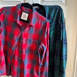 Women’s Red & Blue Plaid Flannel Shirt